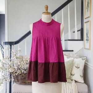 Banana Republic Pink Maroon Ladies Small Sleeveless Blouse